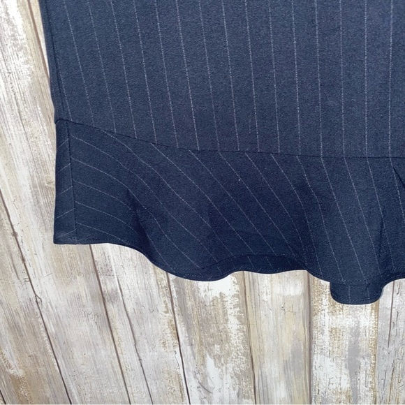 Loft Pinstripe Flounce Pencil Skirt - Picture 3 of 4